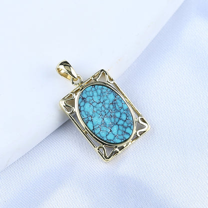 Natural Gemstone Turquoise Copper Pendant