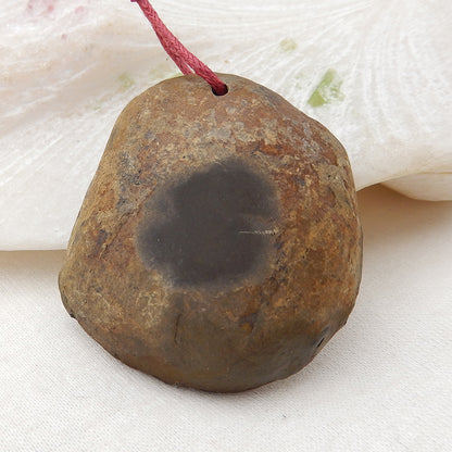 Natural Black Septarian Jasper Pendant Bead 40x35x5mm, 21.9g