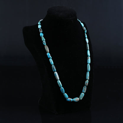Natural Turquoise Necklace, Turquoise Bead Strands Handmade Gemstones, Adjustable Necklace, 1 Strand, 20-32 inch, 27g