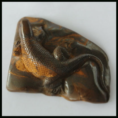 Carving Lizard Boulder Opal Gemstone Decoration, 95X73X24mm , 108.1g - MyGemGarden