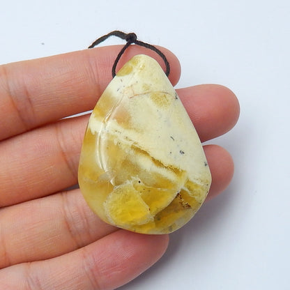 Natural Yellow opal Drilled Teardrop Pendant Bead, 42x30x14mm, 16.5g - MyGemGarden