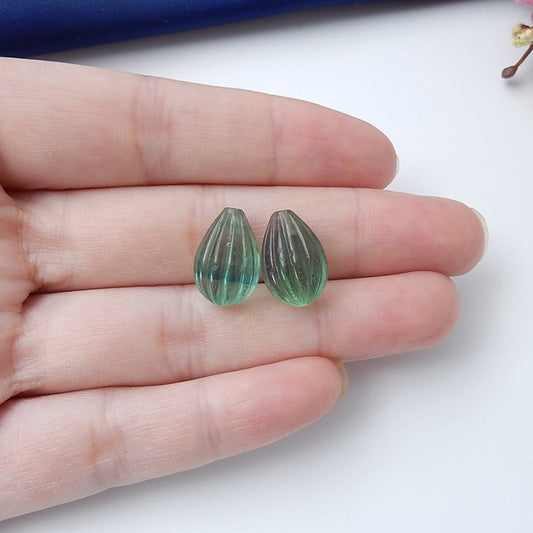2 Pcs Natural Fluorite Gemstone Cabochon, 15x10mm, 4.3g - MyGemGarden