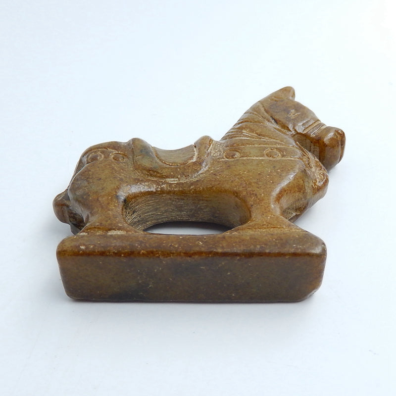 New design Beautiful Carved Nephrite Jade Boho Horse, 71x76x14mm, 97.2g - MyGemGarden