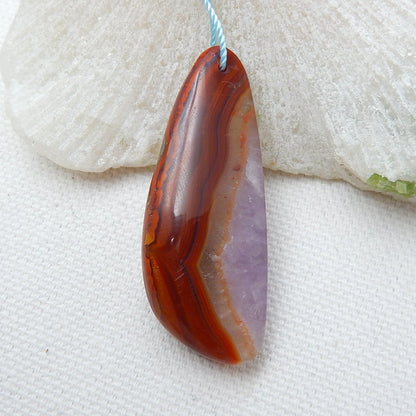 Natural Warring States Red Agate Drilled Gemstone Pendant Bead, 44x17x9mm, 8.9g - MyGemGarden