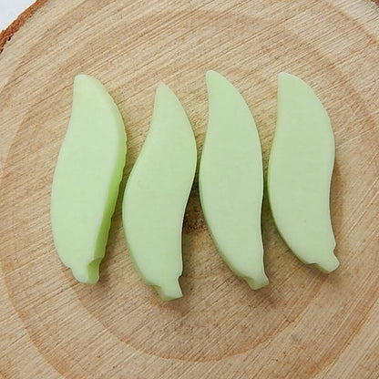 4 PCS Natural Lemon Jade Carved leaf Gemstone Cabochon, 20x6x4mm, 2.9g - MyGemGarden