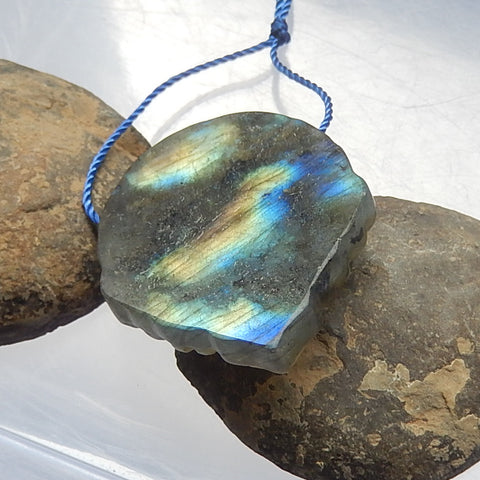 Natural Shining Labradorite Carved Arrow, 37x31x9mm, 13.86g - MyGemGarden