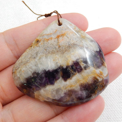 Natural Amethyst Drilled Pendant Bead, 44x40x9mm, 22.6g - MyGemGarden
