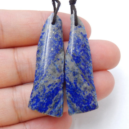 Nugget Lapis Lazuli Earrings Pair, stone for Earrings making, 41x14x4mm, 8.1g - MyGemGarden