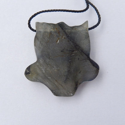 Labradorite Carved owl Pendant Bead, 24x6mm, 5.1g - MyGemGarden