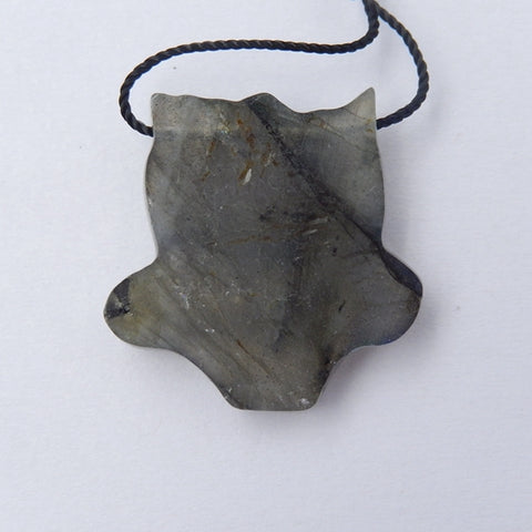 Labradorite Carved owl Pendant Bead, 24x6mm, 5.1g - MyGemGarden