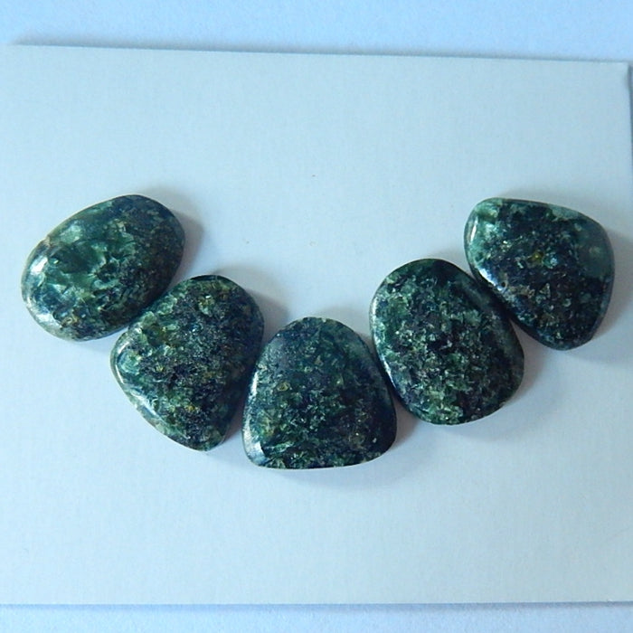 5 PCS Natural Stone Seraphinite Cabochons 17x13x4mm,17x12x3mm,5.45g - MyGemGarden
