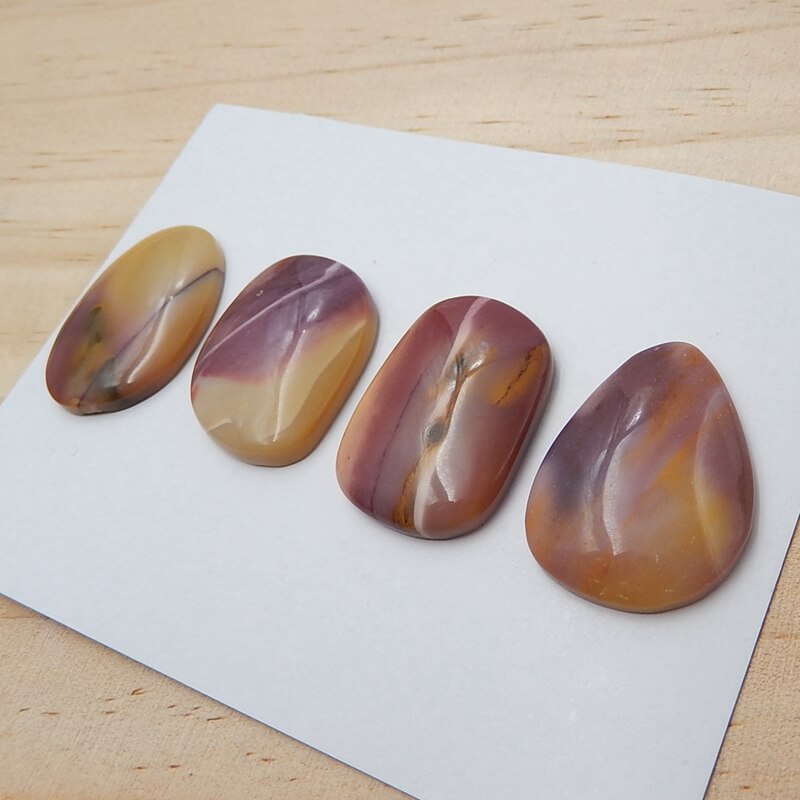 4 Pcs Mookaite Jasper Gemstone Cabochon, 30x20x5mm, 27x20x6mm, 19.8g - MyGemGarden