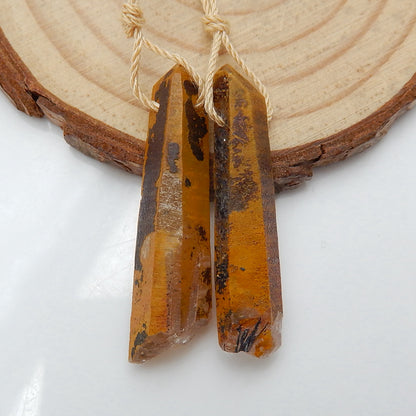Drusy Earrings,Crystal, Selling 2 Pcs Quartz Gemstone Earrings Pair , 35x9x7mm,5.4g - MyGemGarden