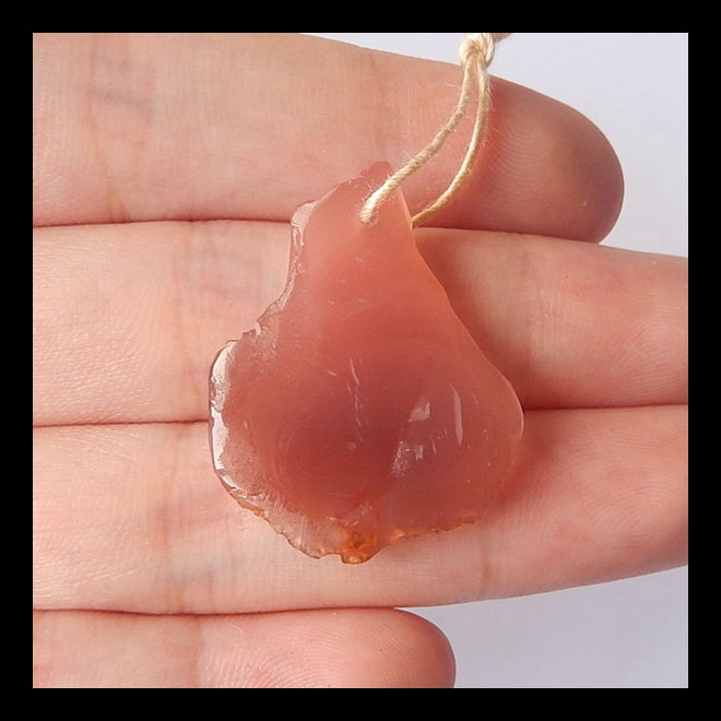 Natural Red Agate Gemstone Pendant Bead, 26x22x4mm, 3.4g - MyGemGarden
