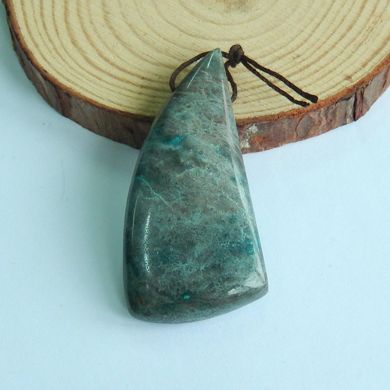 Natura Chrysocolla Gemstone Pendant Bead, 52x26x8mm, 16.6g - MyGemGarden