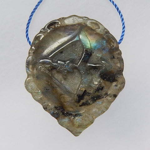 Natural Shining Labradorite Carved Arrow, 37x31x9mm, 13.86g - MyGemGarden