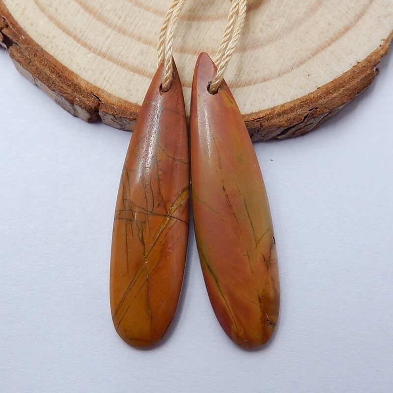 Natural Multi-Color Picasso jasper Teardrop Earrings Pair, 36x9x5mm,4.5g - MyGemGarden
