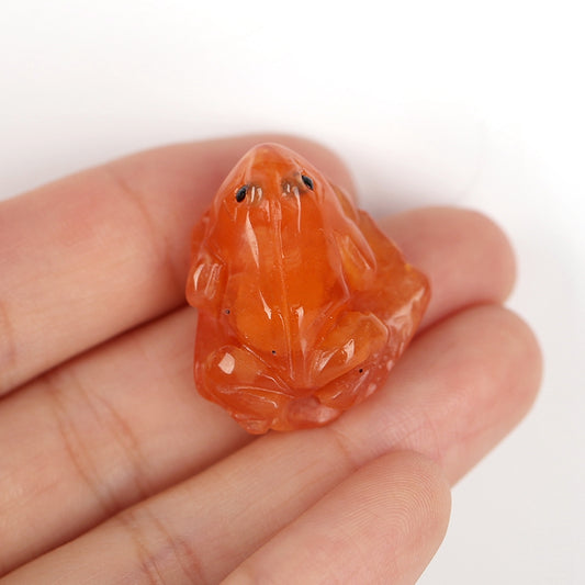 Hot !! Natural Red Agate Carved Frog Cabochon, 26x22x12mm, 7.6g - MyGemGarden