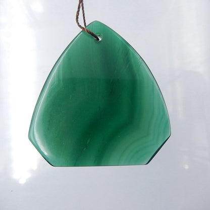 Green Agate Gemstone Natural Pendant Bead, 42x40x5mm, 12.7g - MyGemGarden