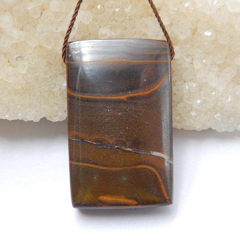Natural Boulder opal Drilled Rectangle Gemstone Pendant Bead, 37x23x11mm, 20g - MyGemGarden