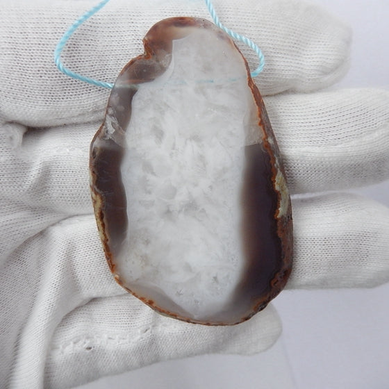 Agate Gemstone Natural Pendant Bead, 55x35x5mm, 18.3g - MyGemGarden