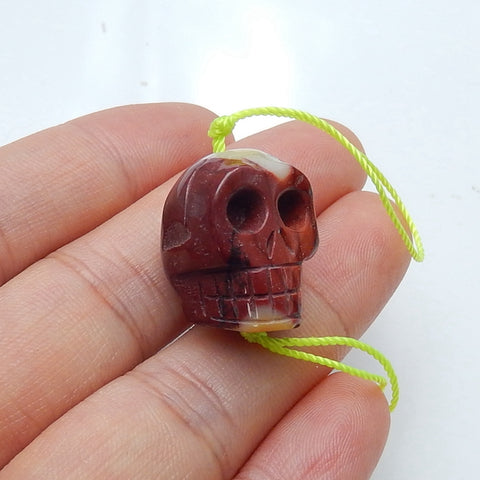 Natural Mookaite Jasper Carving Skull Pendant, 19x14x15mm, 6.46g - MyGemGarden
