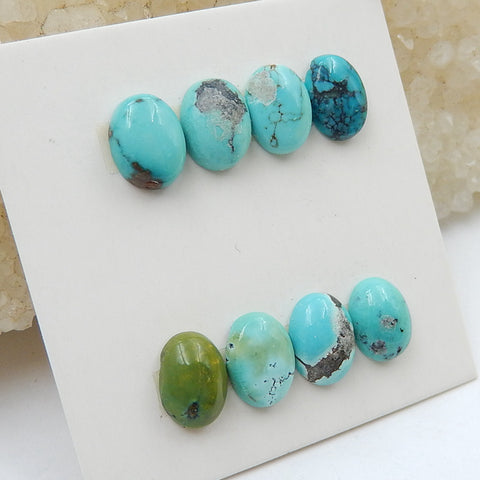 8 PCS Natural Oval Turquoise Gemstone Cabochons, 8x6x3mm, 3.2g - MyGemGarden