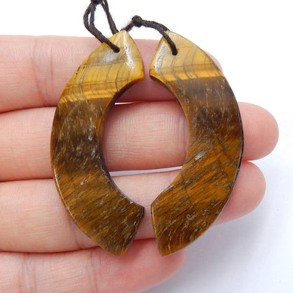 Natural Tiger-Eye Earrings Pair, stone for Earrings making, 47x13x5mm, 11.8g - MyGemGarden
