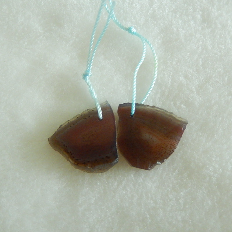 Natural Agate Drilled Earrings Pair 20x21x3mm,4.2g - MyGemGarden