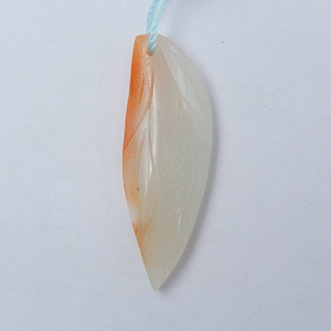 Amazonite carved leaf Pendant Bead, 37x13x5mm, 3.8g - MyGemGarden