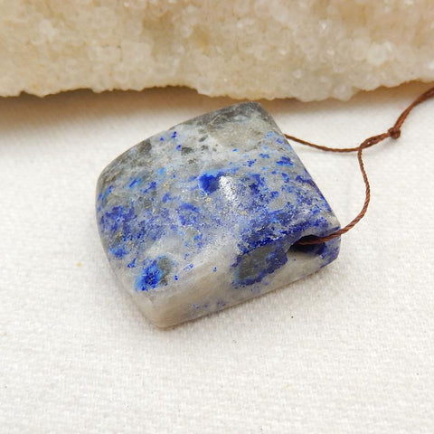 Natural Lapis Lazuli Drilled Gemstone Pendant Bead, 29x26x12mm, 19.3g - MyGemGarden