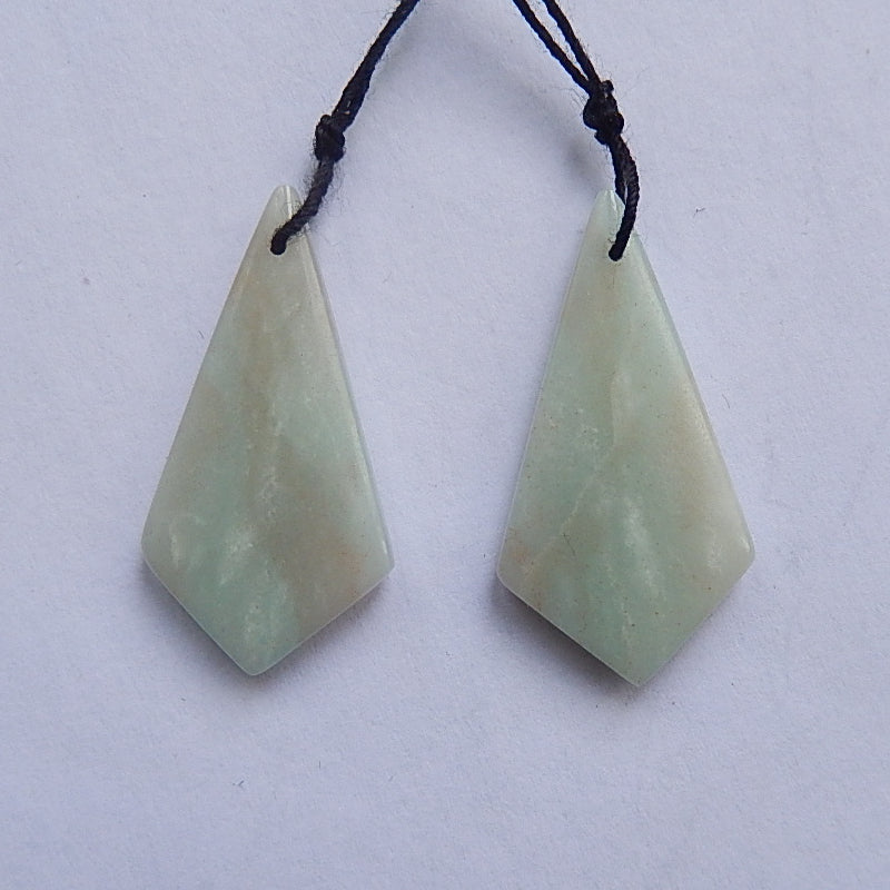 Natural Amazonite Drilled Earrings Pair,32x17x4mm,5.8g - MyGemGarden