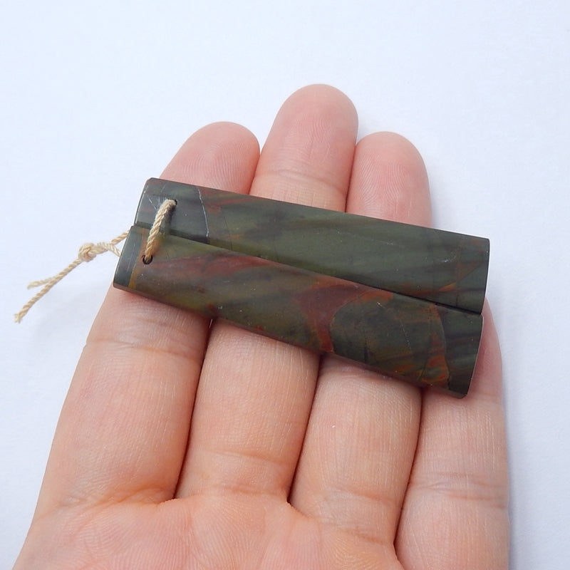 Natural Multi-Color Picasso jasper Long trapezoid Earrings Pair, 52x12x4mm, 10.8g - MyGemGarden
