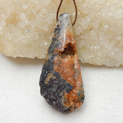 Natural Stone Argentina Rhodochrosite Drilled Gemstone Pendant Bead, 52x23x9mm, 18g - MyGemGarden