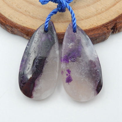Purple Jasper Teardrop Earrings Stone Pair, stone for earrings making, 24x12x4mm, 4.6g - MyGemGarden