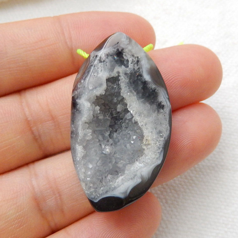 Nugget Drusy Agate Gemstone Pendant Bead, Natural Stone, 34x20x11mm, 10g - MyGemGarden