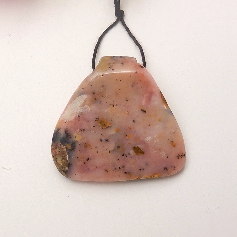 Natural Pink Opal Drilled Pendant Bead, 42x43x15mm, 19.7g - MyGemGarden