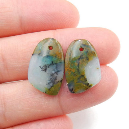 Blue Opal Earrings Stone Pair, stone for earrings making, 17x11x3mm, 2g