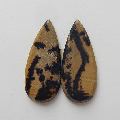 Natural Chohua Jasper Teardrop Gemstone Cabochon Pair, 22x10x2mm, 2.1g - MyGemGarden