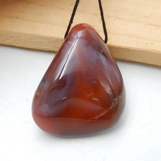 Natural Agate Drilled Gemstone Pendant Bead, 37x28x15mm, 20.4g - MyGemGarden