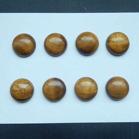 New Arrival 4 Pairs Beautiful Tiger's Eye 16mm round cabochons, 16x7mm, 16x6mm, 18.8g - MyGemGarden