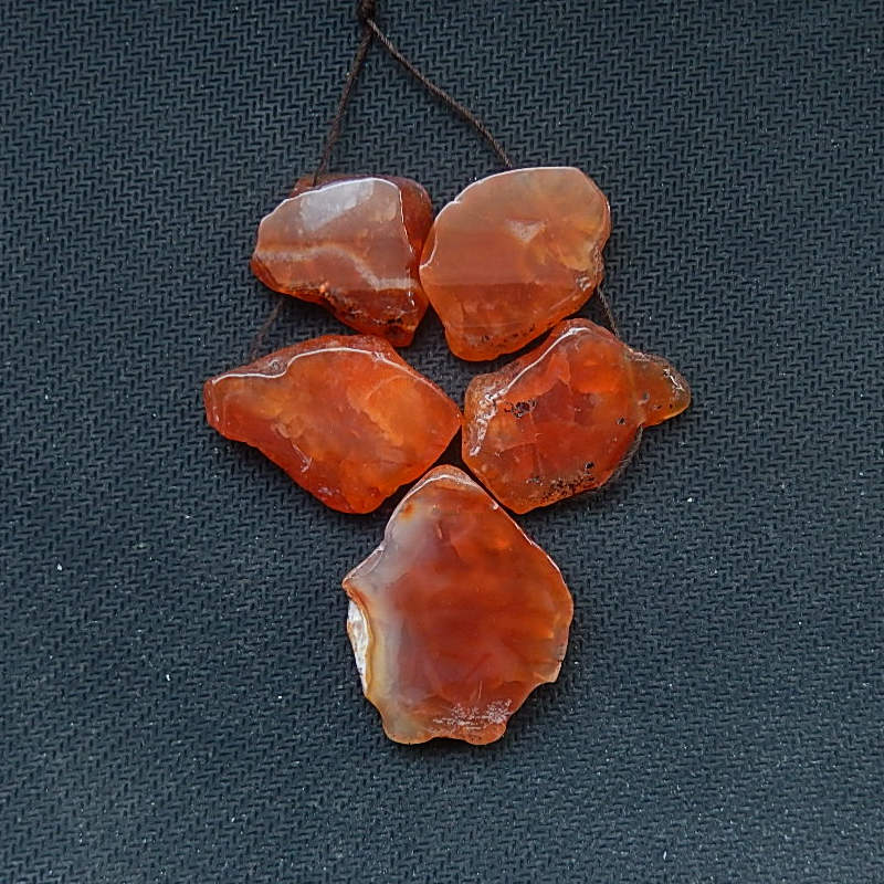 5 Pcs Natural Nugget Red Agate Gemstone Pendant Beads, 38x31x6mm, 25x22x7mm, 25x19x8mm, 43.4g - MyGemGarden