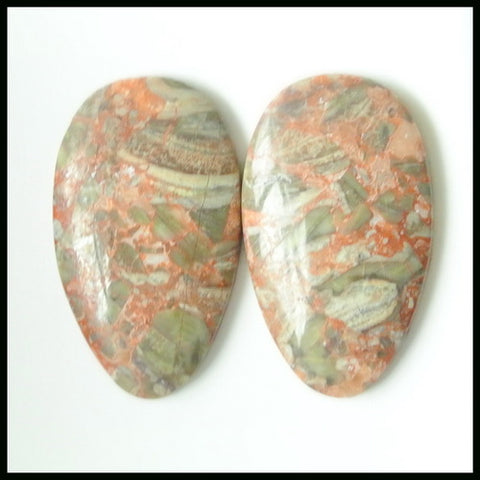 Gift From Natural Mushroom Jasper Cabochon Pair 25x15x3mm ,4.4g - MyGemGarden