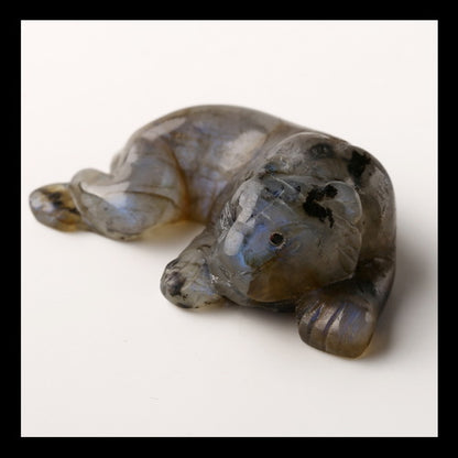 Labradorite Gemstone Tiger Carved Ornament, 53x30x20mm, 36.2g - MyGemGarden
