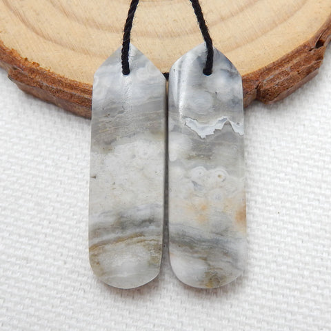 Natural Ocean Jasper Drilled Earrings Pair, stone for Earrings making, 31X10X4mm, 5.2g - MyGemGarden