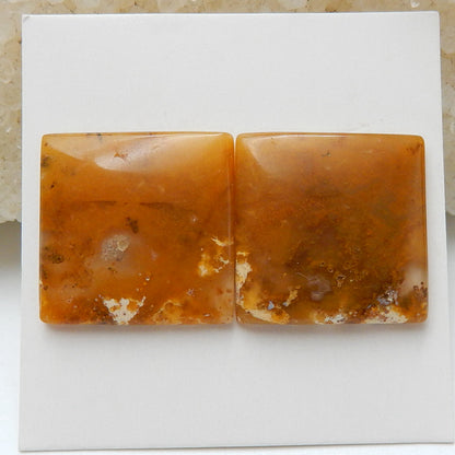 Natural Ocean Jasper Square Gemstone Cabochon Pair, 17x17x3mm, 4.8g - MyGemGarden