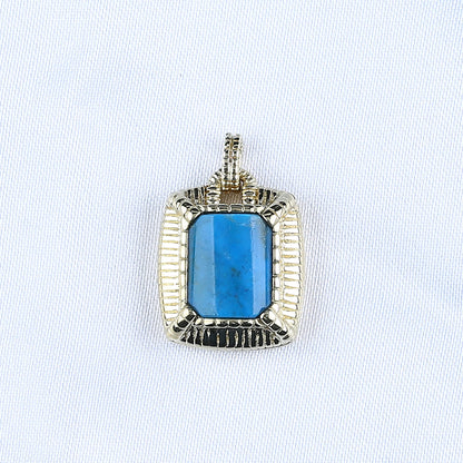 Natural Gemstone Blue Opal Copper Pendant