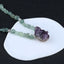 Natural Prehnite With Silver Beads Gemstone Necklace, Amethyst Pendant, Handmade Jewelry, 1 Strand, 24 inch, 85g
