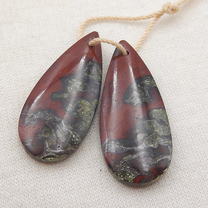 Natural Dragon Blood Stone Earring Beads 30x13x5mm, 6g