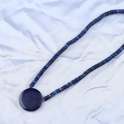 Natural Lapis Lazuli Gemstone Necklaces, Round Gemstone Pendant Necklace, 1 Strand, 24 inch, 122g